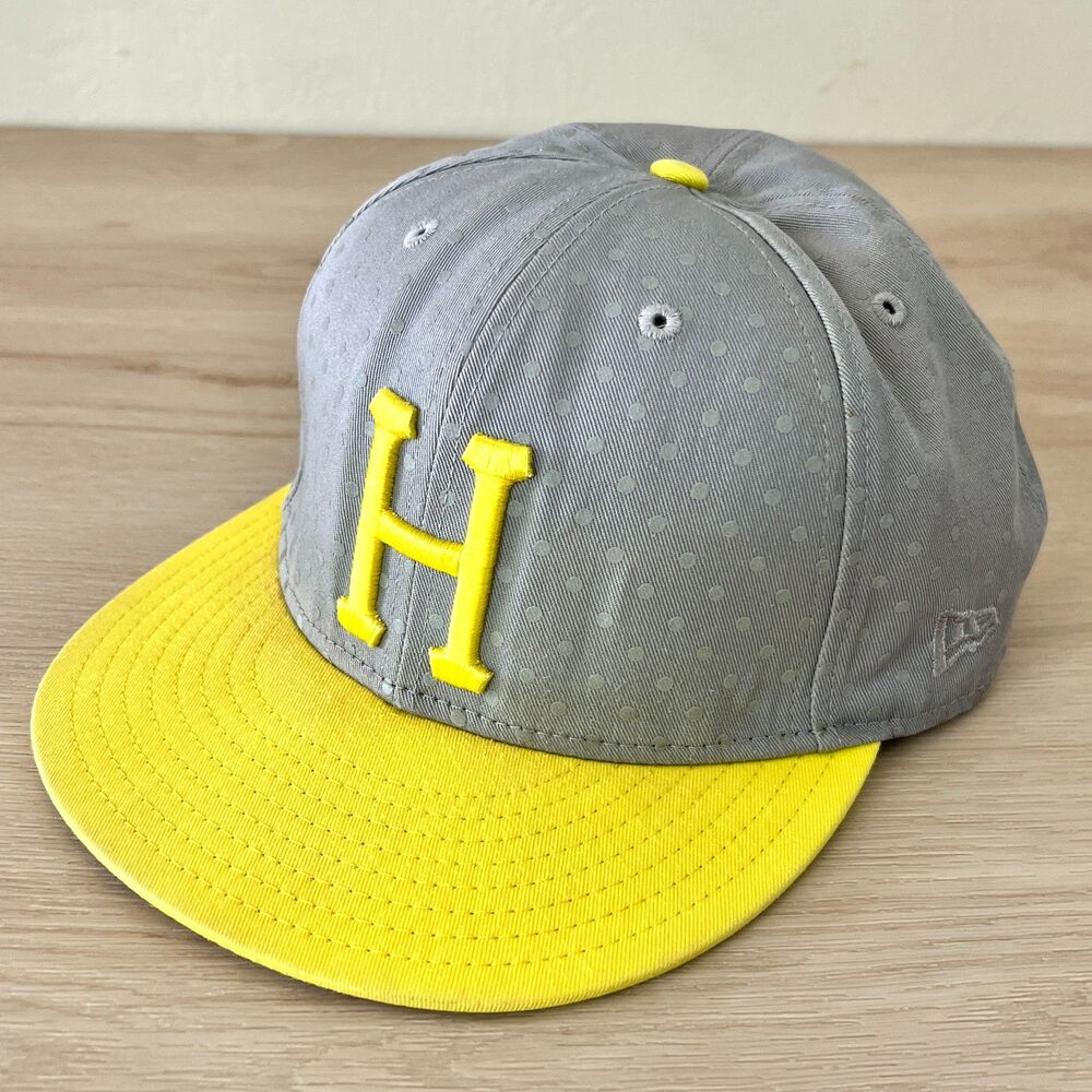 HUF 2007 Limited Release New Era Grey Polka Dot Yellow Checkered Fitted Cap Sz 8